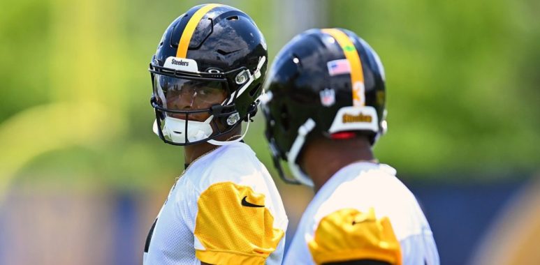 QB Justin Fields (izquierda) y QB Russell Wilson (derecha); Pittsburgh Steelers