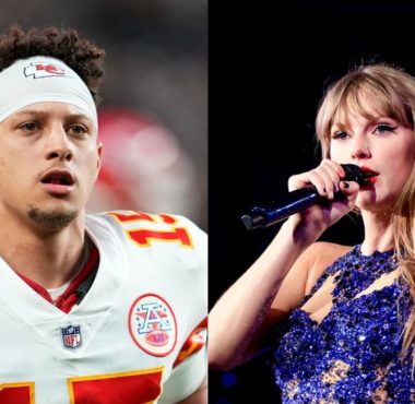 QB Patrick Mahomes, de los Kansas City Chiefs; Taylor Swift, novia del TE Travis Kelce