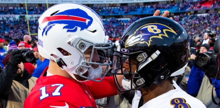 QB Josh Allen, Buffalo Bills; y QB Lamar Jackson, Baltimore Ravens