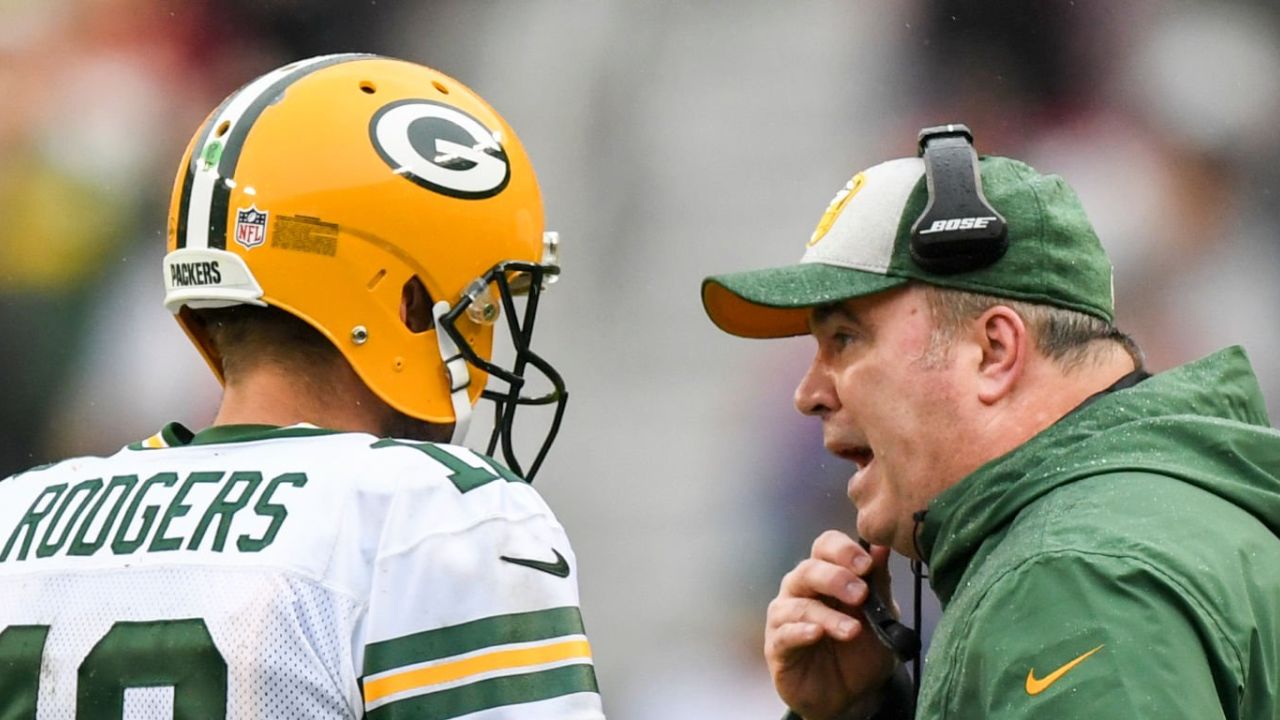 QB Aaron Rodgers y HC Mike McCarthy en su etapa con los Green Bay Packers