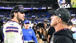 QB Josh Allen, Buffalo Bills; HC John Harbaugh, Baltimore Ravens