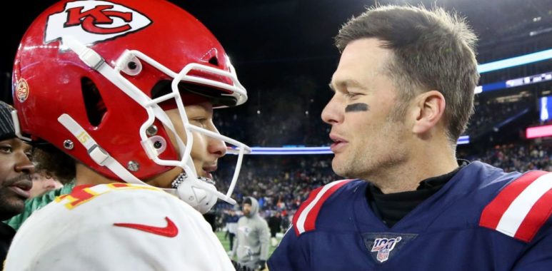 QB Patrick Mahomes, Kansas City Chiefs; QB Tom Brady en su etapa con los New England Patriots