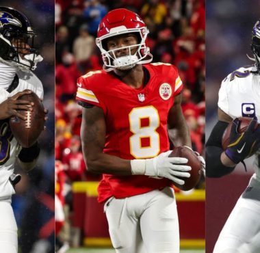 QB Lamar Jackson, Baltimore Ravens; WR DeAndre Hopkins con los Kansas City Chiefs; RB Derrick Henry, Baltimore Ravens