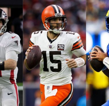 QB Kirk Cousins, Atlanta Falcons; QB Joe Flacco, Cleveland Browns; y QB Jimmy Garoppolo, Los Angeles Rams