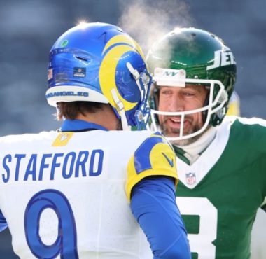 QB Matthew Stafford, Los Angeles Rams; QB Aaron Rodgers, New York Jets