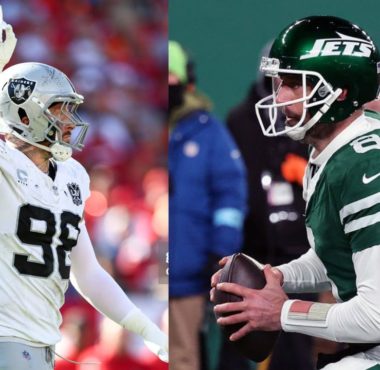 DE Maxx Crosby, Las Vegas Raiders; QB Aaron Rodgers, New York Jets