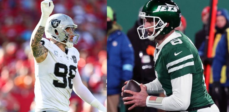 DE Maxx Crosby, Las Vegas Raiders; QB Aaron Rodgers, New York Jets