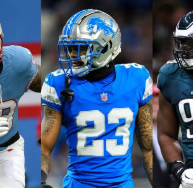 Harold Landry III con los Tennessee Titans; Carlton Davis con los Detroit Lions; Milton Williams con los Philadelphia Eagles