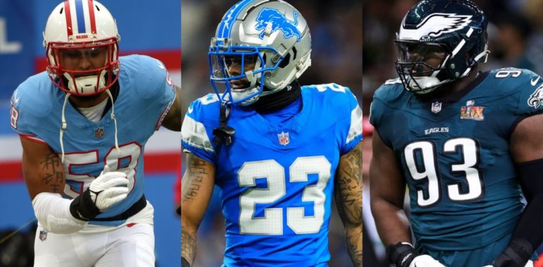 Harold Landry III con los Tennessee Titans; Carlton Davis con los Detroit Lions; Milton Williams con los Philadelphia Eagles