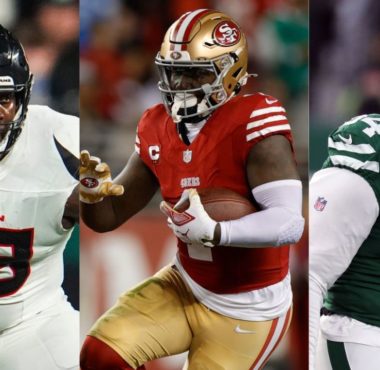 OT Laremy Tunsil con los Houston Texans; WR Deebo Samuel con los aSan Francisco 49ers; DT Javon Kinlaw con los New York Jets