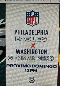 Anuncio del Eagles vs Commanders para la Semana 16. Foto: Chato Romero