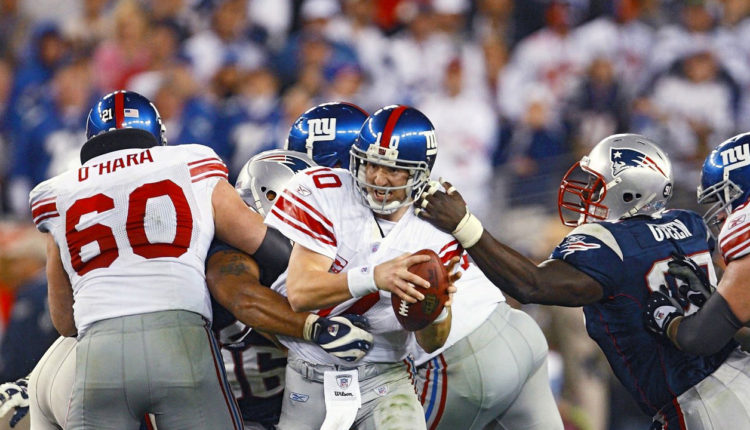 QB Eli Manning con los New York Giants en el Super Bowl XLII